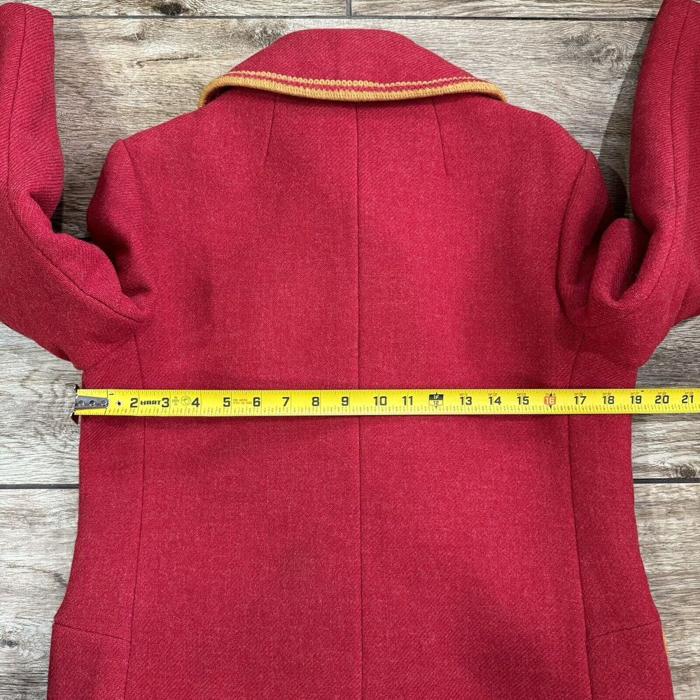 Vintage Red Wool Double Breast Coat Lined 1950s 1960s - Picture 8 of 15